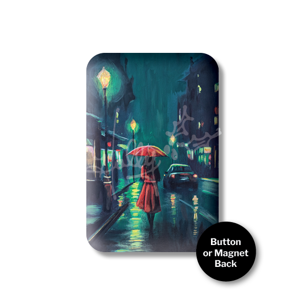 "Rainy Nights & Street Lights" Magnet or Button